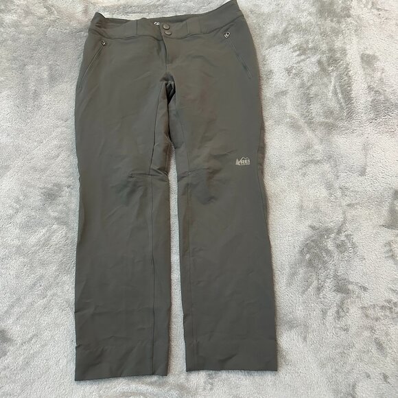 *hemmed* REI Co-Op Green Nylon Outdoor Hiking Pants Women's 6 Petite - Picture 1 of 8